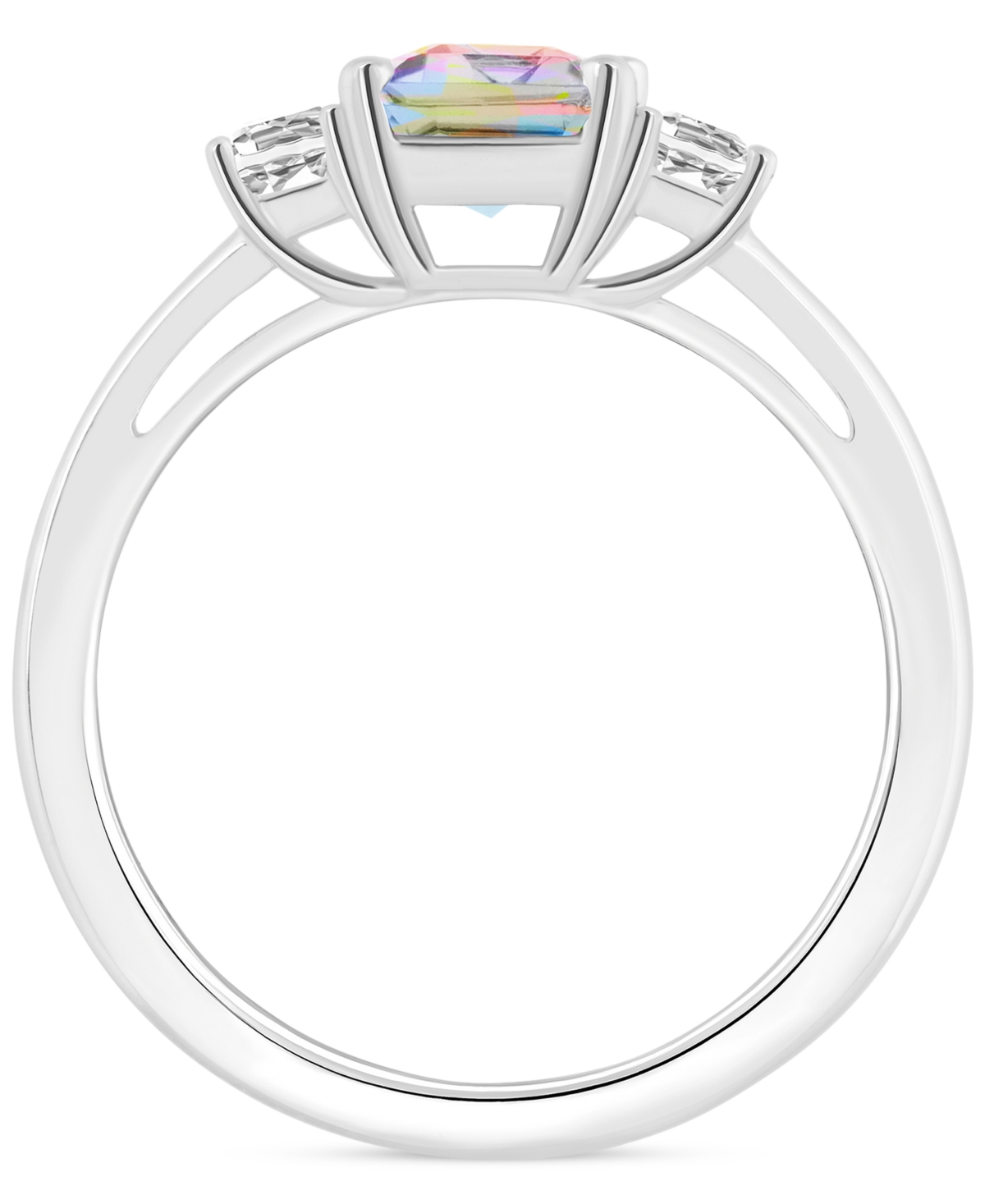 (2 ct. t.w.) & White Topaz (3/4 ct. t.w.) Emerald-Cut Statement Ring in Sterling Silver (Also in Pink Topaz) - Mystic Topaz