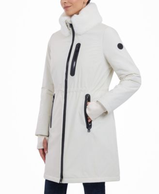 Women's Faux-Fur-Trim Anorak Raincoat