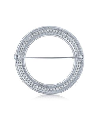 Eternity Cubic Zirconia Pave CZ Scarf Round Circle Brooch Pin For