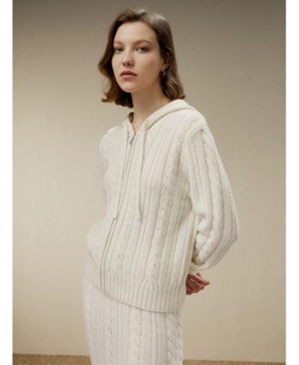 Bela Cable-Knit Wool-Cashmere Blend Hoodie for Women