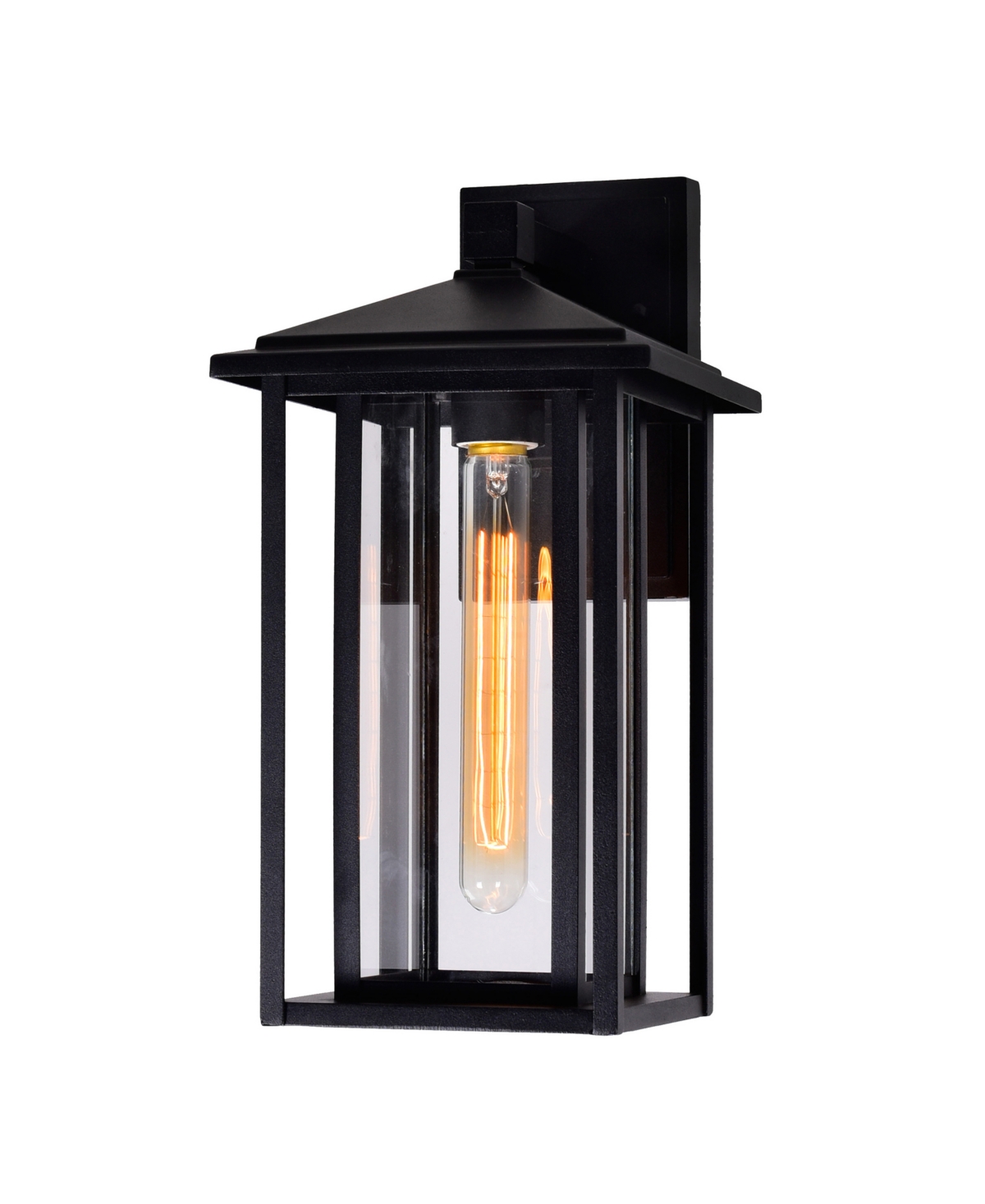 Cwi Lighting 14.7" Metal Crawford 1 Light Outdoor Wall Light In Black