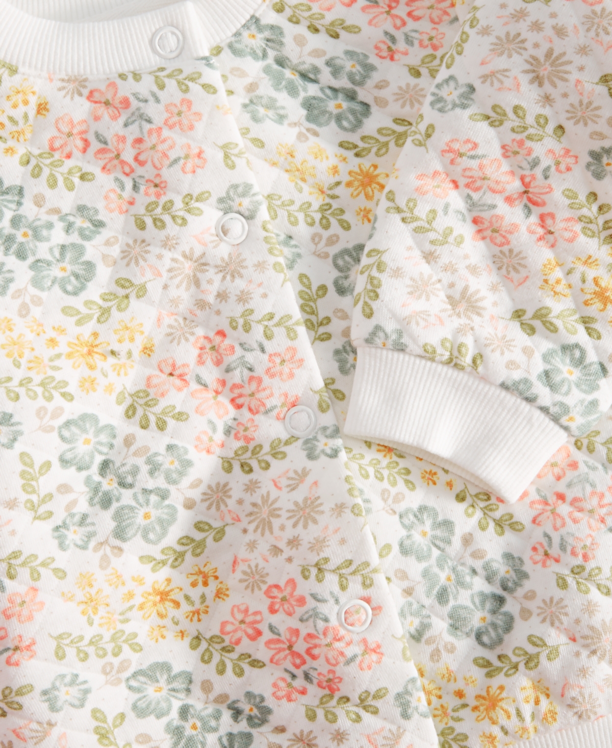 First Impressions Baby Girls 3-Pc. Bodysuit, Quilted Floral Jacket & Quilted Floral Joggers Set, Created for Macy's