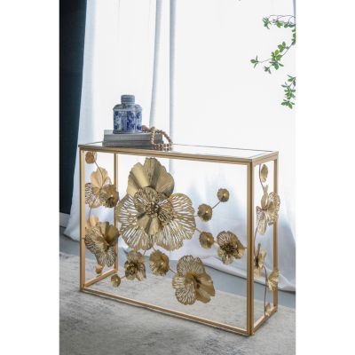 Console Table with Mirrored Glass Top, Modern Entryway Table