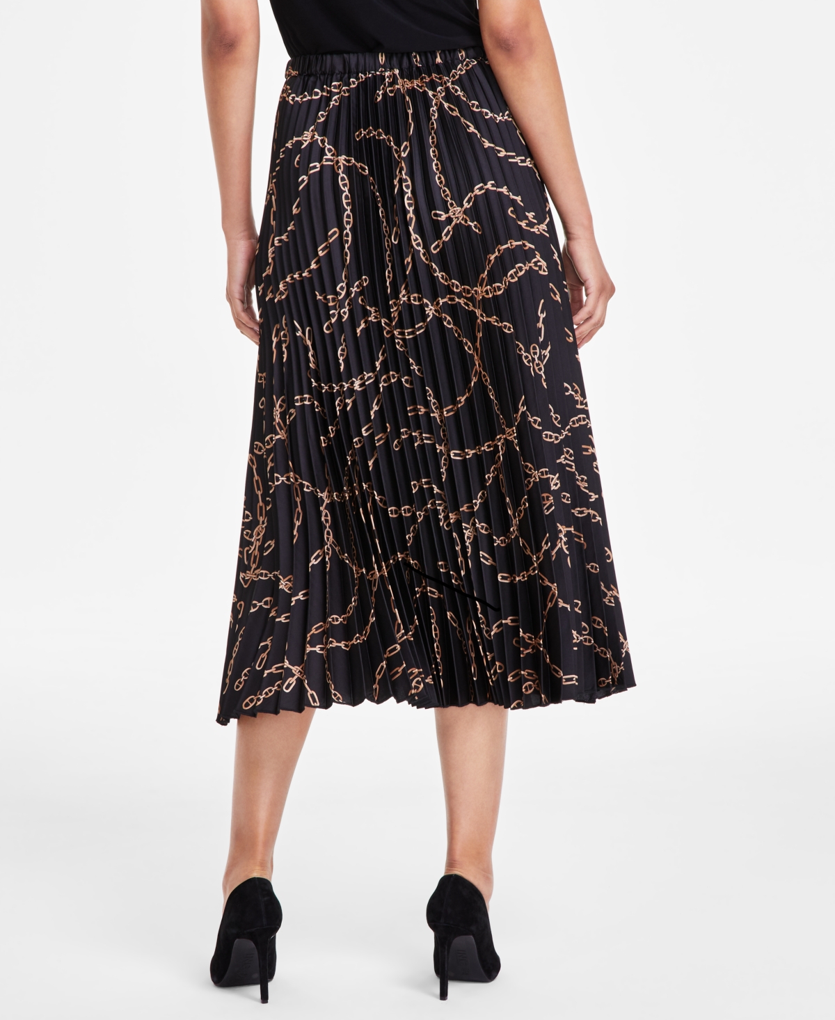 Anne Klein Petite Pull-On Printed Pleated Skirt