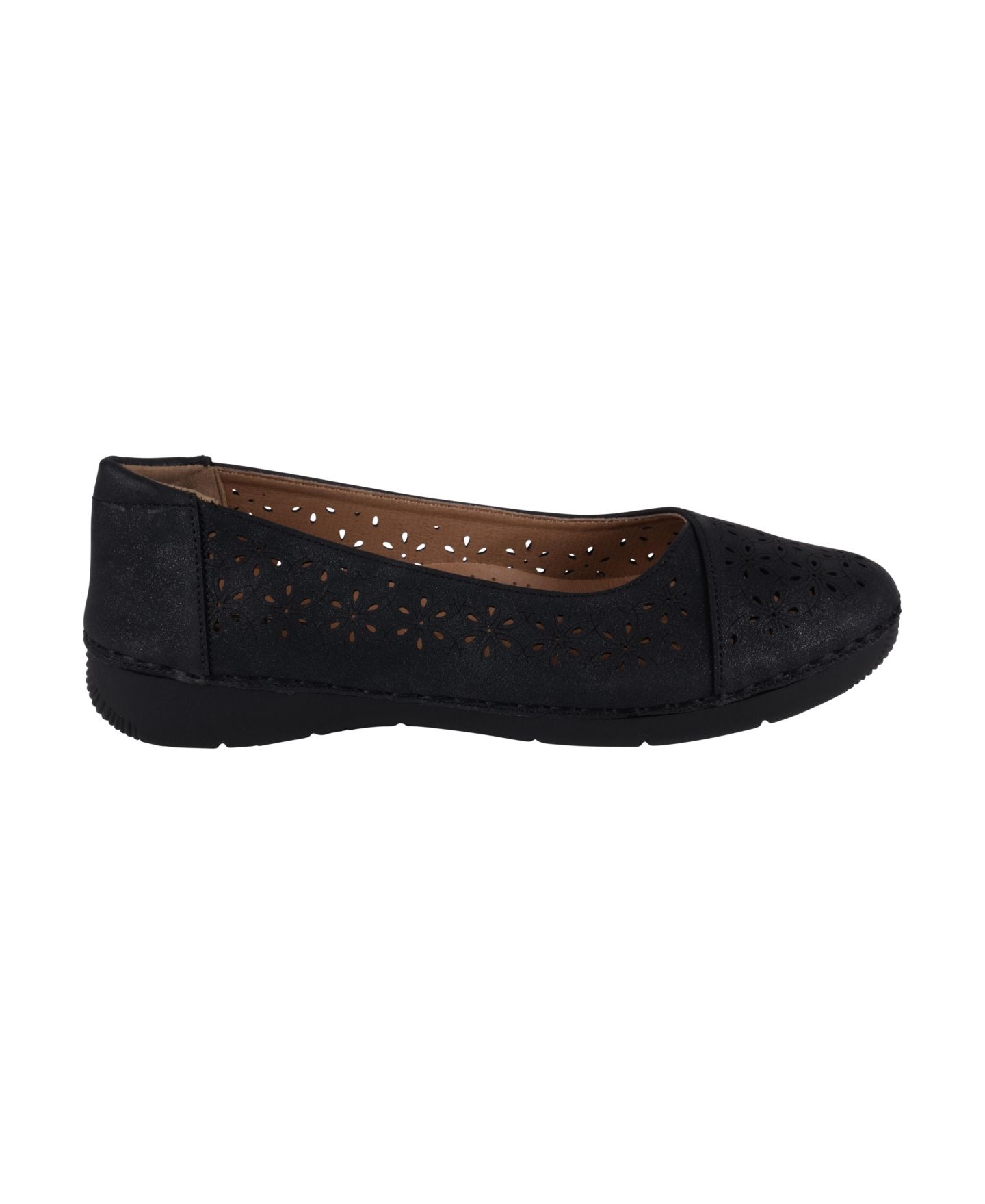 Женские балетки GC Shoes Nysha с круглым носом и лазерной перфорацией, цвет: Чёрный — фото 2
