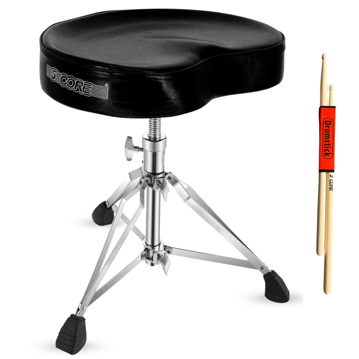 5 Core Drum Throne Height Adjustable Heavy Duty Guitar Stool Thick Padded Comfortable Drummer Chair Ds Ch Blk Sdl Hd