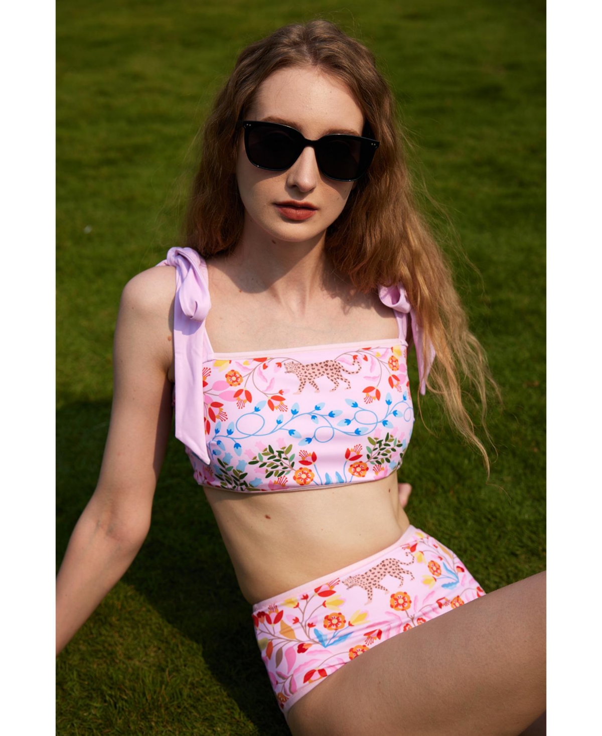 Jessie Zhao New York Women's Pink Blossom Reversible Two-Piece Swimsuit - Pink and white