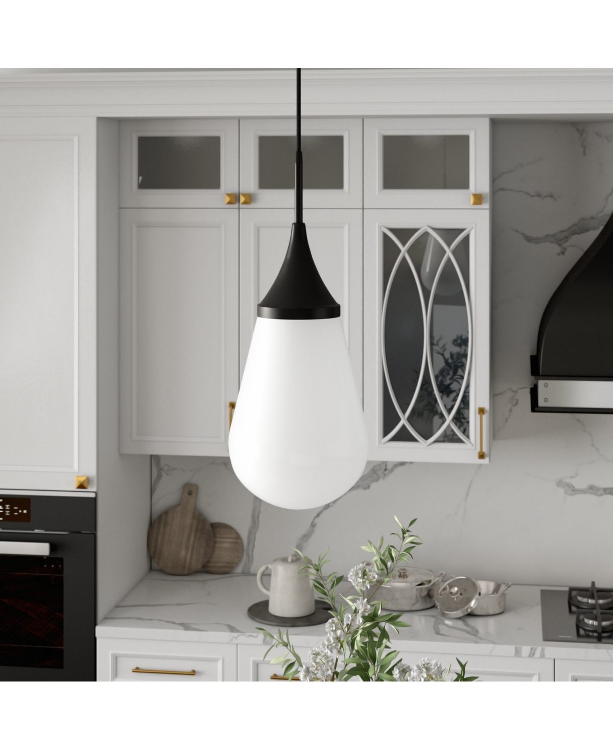Hudson & Canal Ambrose 8.63" Wide Pendant With Glass Shade In Blackened Bronze