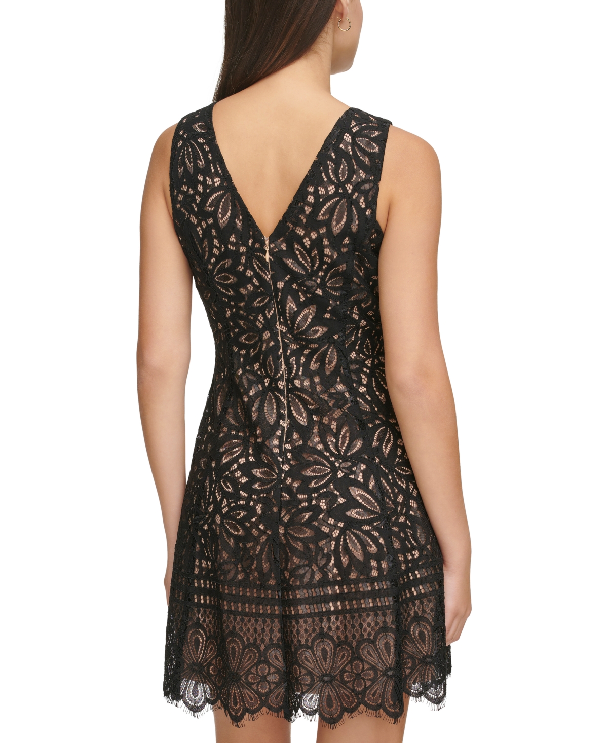 Kensie Women's Lace Fit & Flare Dress In Black,nude