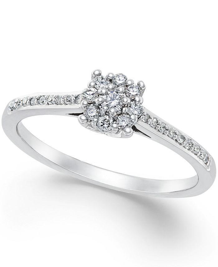 Promised Love Diamond Cluster Promise Ring (1/4 ct. t.w.) in 10k White