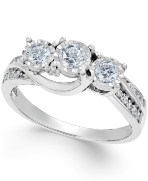 image of Diamond Three-Stone Ring in 14k White Gold (1/2 ct. t.w.)