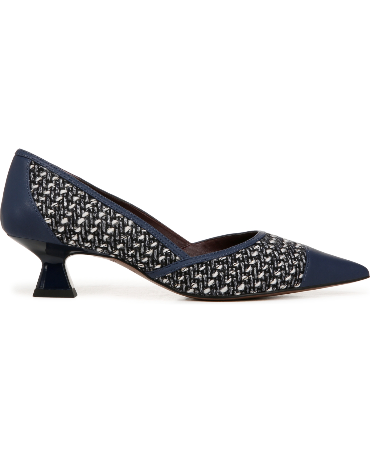 Franco Sarto Women's Darcy Pointed Toe Kitten Heel Pumps In Navy Multi Woven Fabric,faux Leather