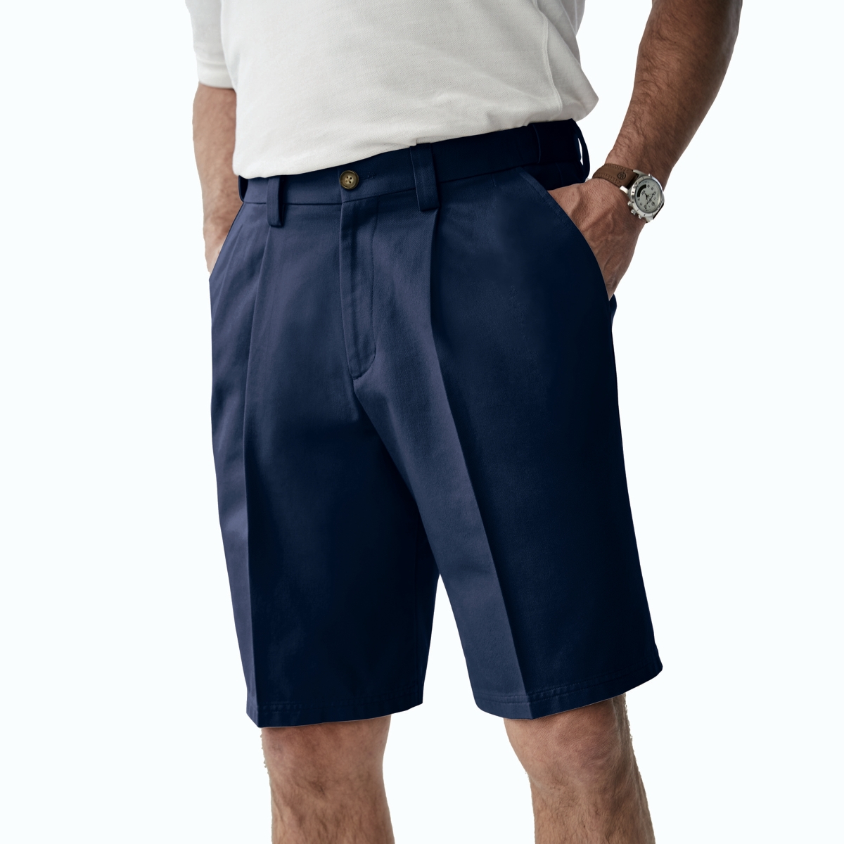 Big & Tall Wrinkle-Free Expandable Waist Pleat Front Shorts - Carbon