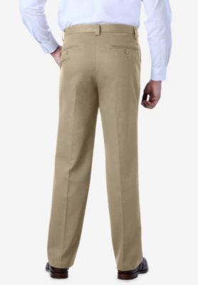 Men's Big & Tall Relaxed Fit Wrinkle-Free Expandable Waist Plain Front Pants