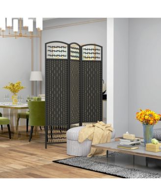 3 Panel Room Divider, Folding Screen, 5.6', Black