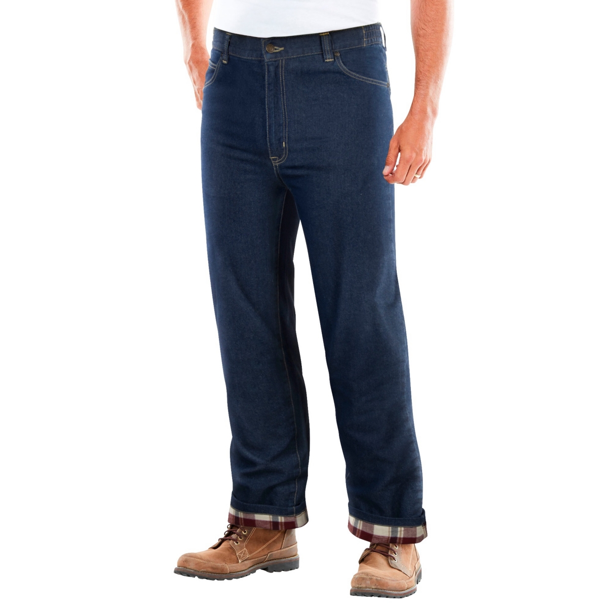 Liberty Blues Big & Tall by KingSize Flannel-Lined Side-Elastic Jeans