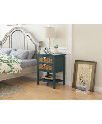 Rattan 2-Drawer Side Table