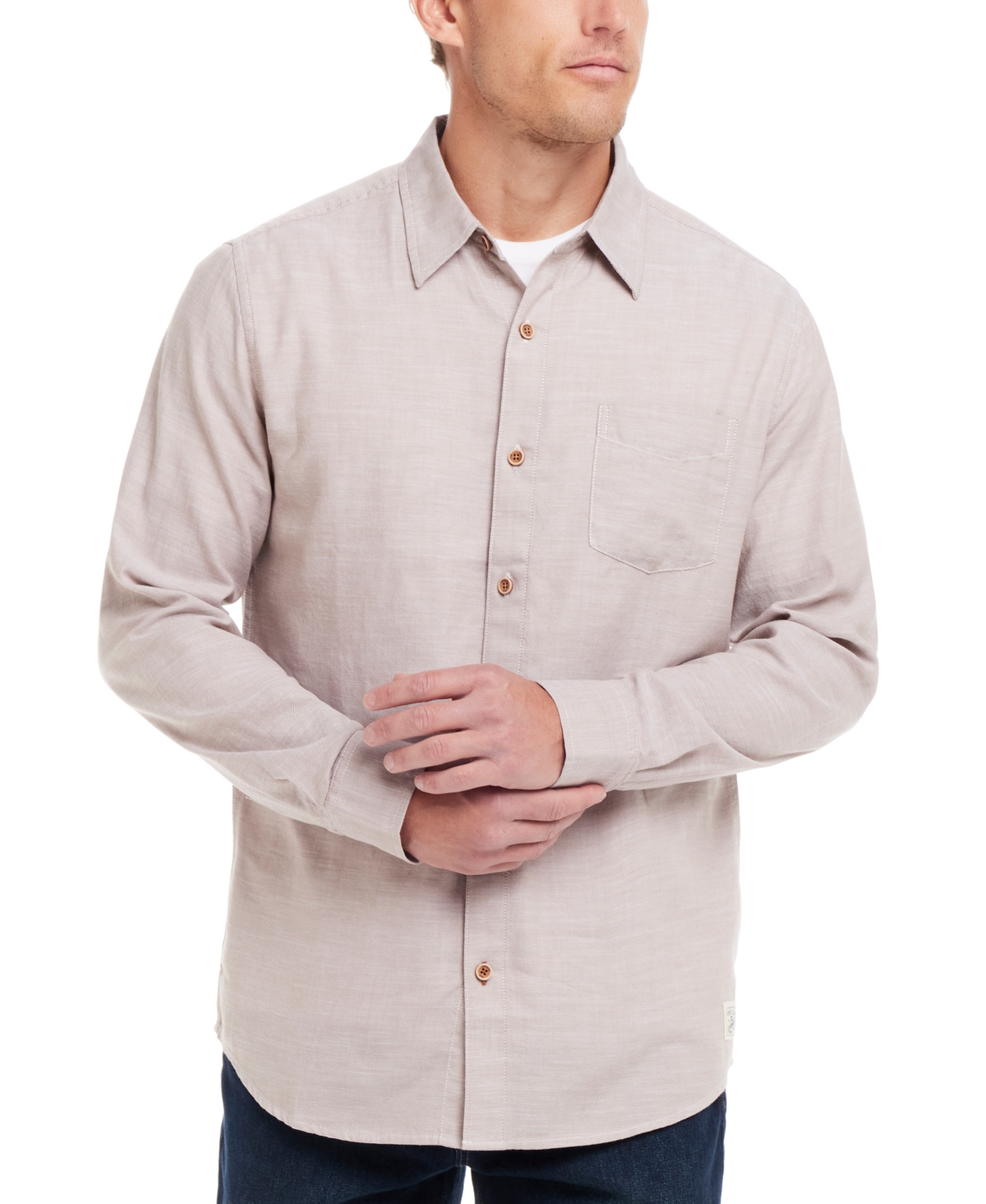 Weatherproof Vintage Men's Solid Long Sleeve Button-Front Oxford Shirt