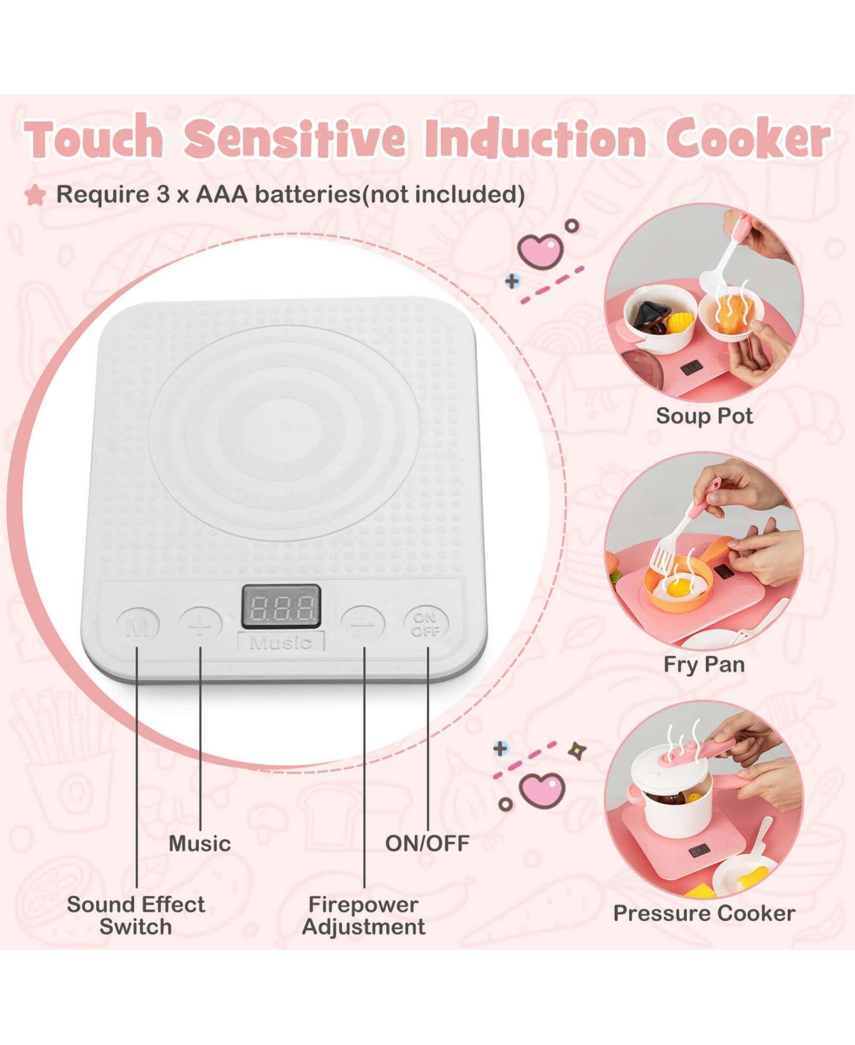 Costway Kids Pretend Kitchen Playset Role Play Kitchen Play Toy with Sink Oven Microwave