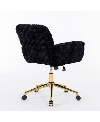 Adjustable Swivel Office Chair with Golden Metal Base