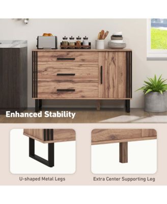 Vintage Accent Cabinet Sideboard Cabinet with 3 Drawers, 1 Door, 1 Adjustable Shelf