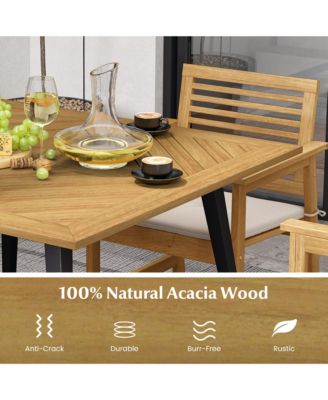 4-Person 42.5" Outdoor Dining Table with 1.9" Umbrella Hole, Adjustable Foot Pads