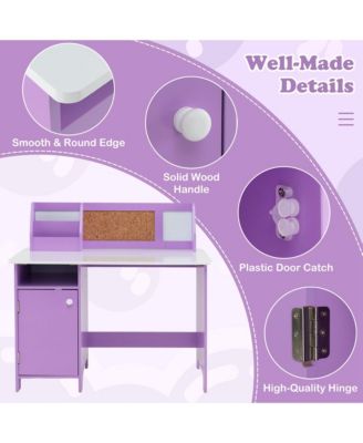 Kids Desk and Chair Set Study Writing Workstation with Bookshelf & Bulletin Board