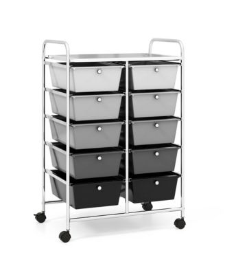 10-Drawer Storage Cart Utility Rolling Trolley Kitchen Organizer