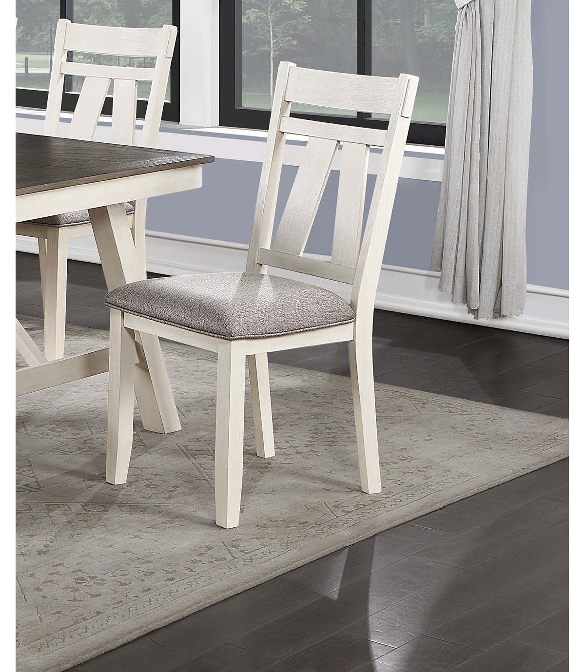 Streamdale Furniture Dining Room Furniture Set Of Chairs Fabric Cushion Seat Clean Lines Side Chairs - Antique white+gray