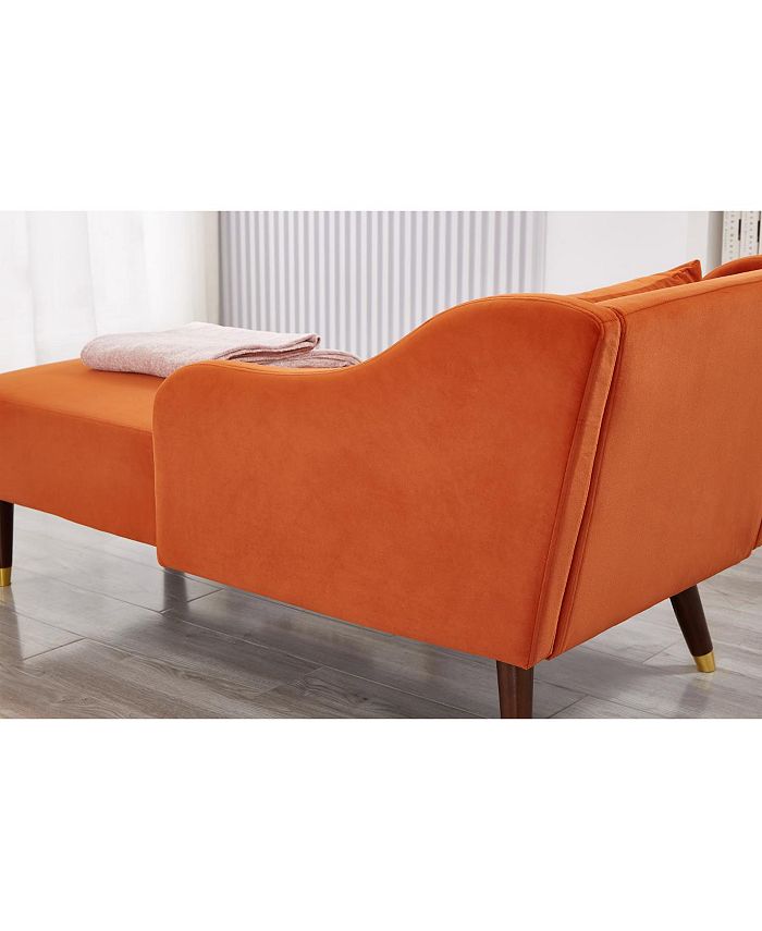 Simplie Fun Modern Chaise Lounge Chair Velvet Upholstery (Orange) Macy's