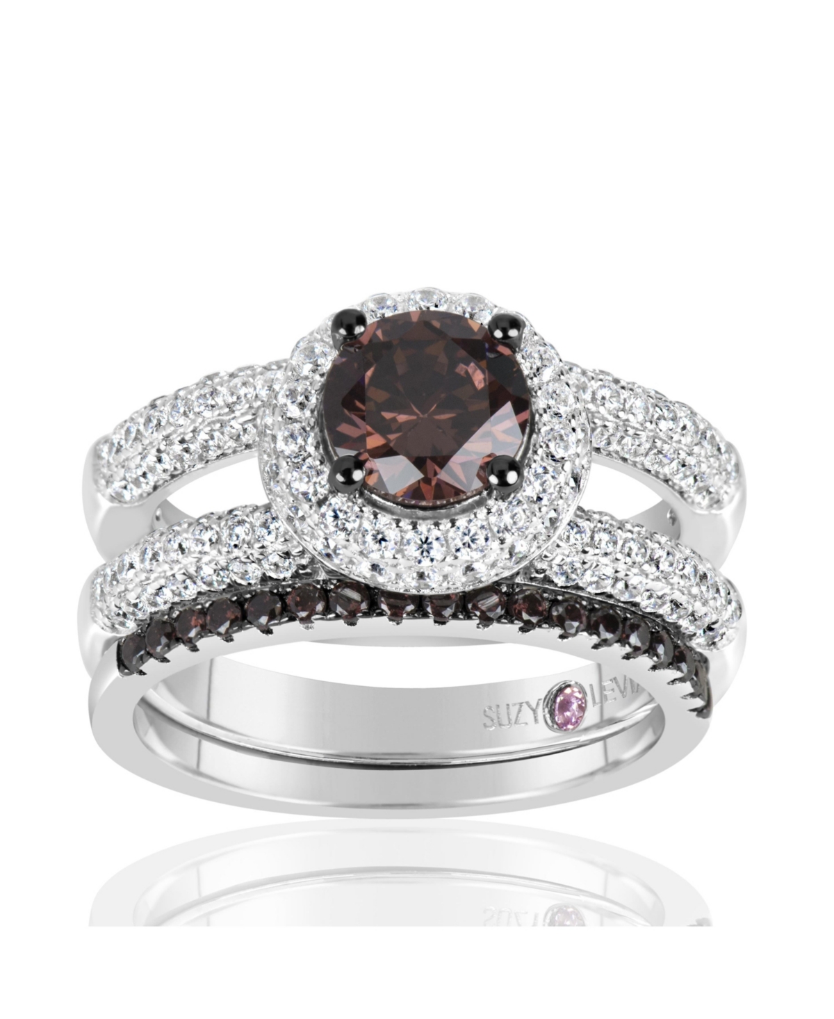 Suzy Levian Sterling Silver Cubic Zirconia Ring - Brown