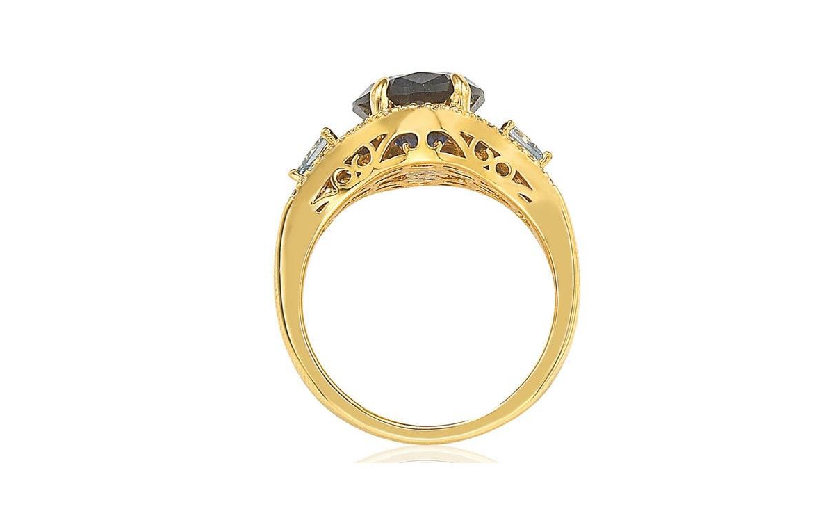 Suzy Levian New York Suzy Levian Sterling Silver Cubic Zirconia Oval & Pear Three Stone Ring