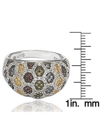 Suzy Levian Sterling Silver Cubic Zirconia Multi-Color Honeycomb Ring