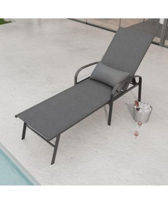 Streamdale 2 Pieces Set Outdoor Patio Swimming Pool Lounge Gray Color With Pillow