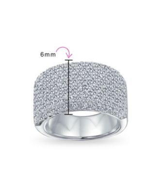 Micro Pave Cubic Zirconia Cocktail  Wide CZ Pave  Statement 1/2 Eternity Band Ring Rose Gold Plated .925 Sterling Silver
