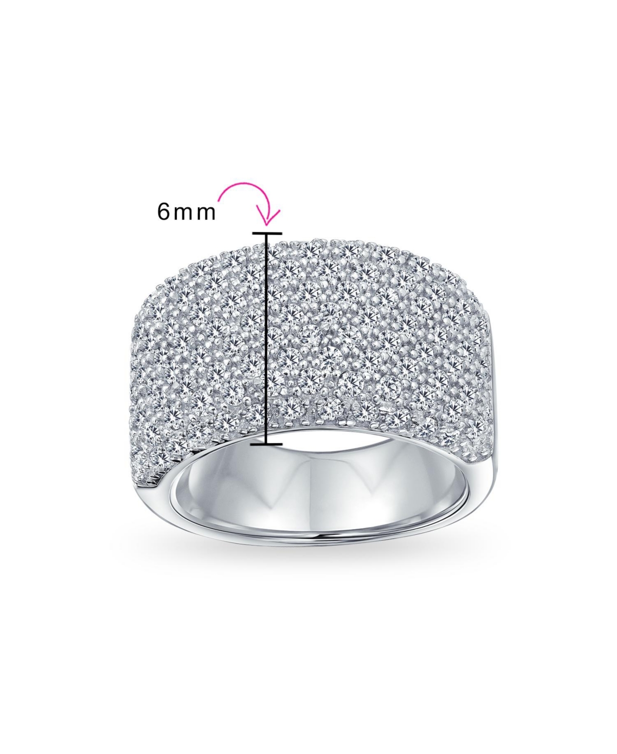 Bling Jewelry Micro Pave Cubic Zirconia Cocktail Wide Cz Pave Statement 1/2 Eternity Band Ring For Women Rose Gold Plated .925 Sterling- Silve