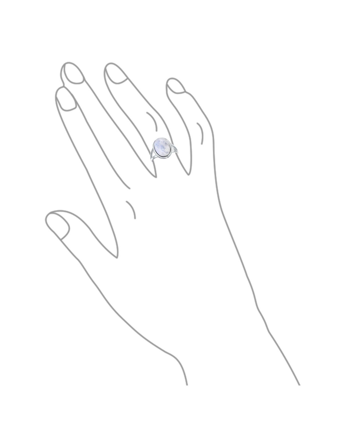 Bling Jewelry Simple Large Oval Cabochon Bezel Split Shank Statement Ring Women Sterling Silver