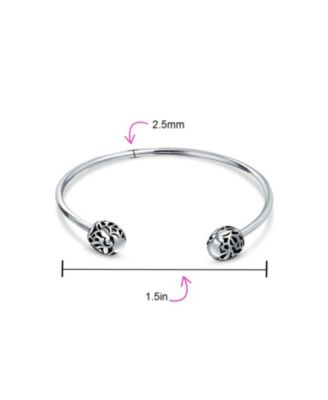 Love Message Filigree Screw Clasp Starter Charm Cuff European Beads Bangle Bracelet Sterling Silver