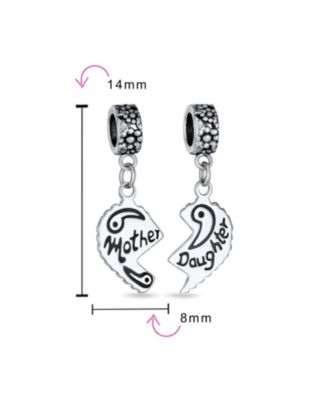Mom Daughter Puzzle Heart Dangle Charm Bead Sterling Silver for European Bracelet