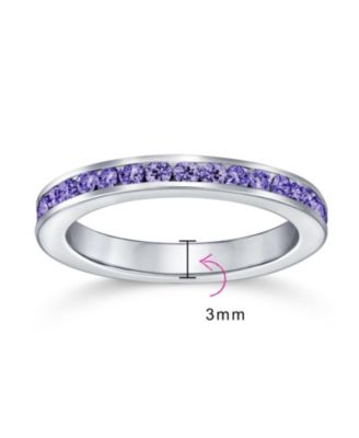 Cubic Zirconia Thin Stackable CZ Channel Set Eternity Band Ring .925 Sterling Silver 3MM
