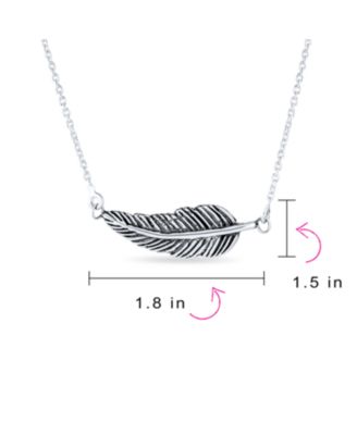 Native American Bohemian Feather Leaf Pendant Necklace in Sterling Silver