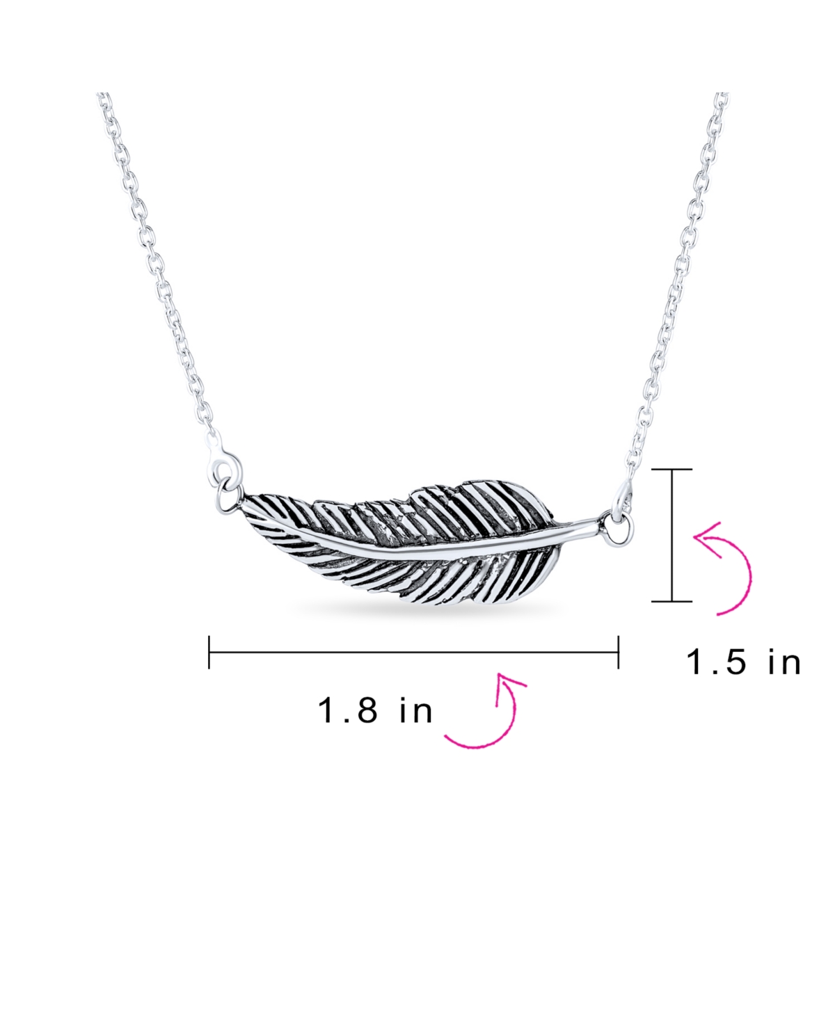 Bling Jewelry Native American Bohemian Feather Leaf Pendant Necklace in Sterling- Silver
