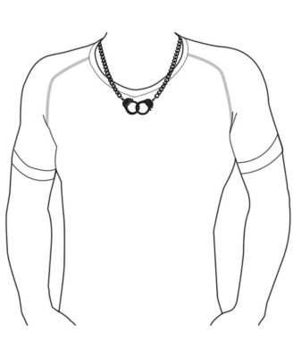 Biker Jewelry Large Statement Chain Handcuff Necklace Black Or Stainless Steel Pendant 20 Inch