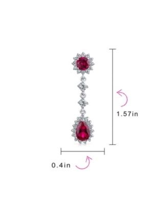 Statement Teardrop Pave Crown Halo Cubic Zirconia CZ Dangle Chandelier Clip On Earrings Non-Pierced
