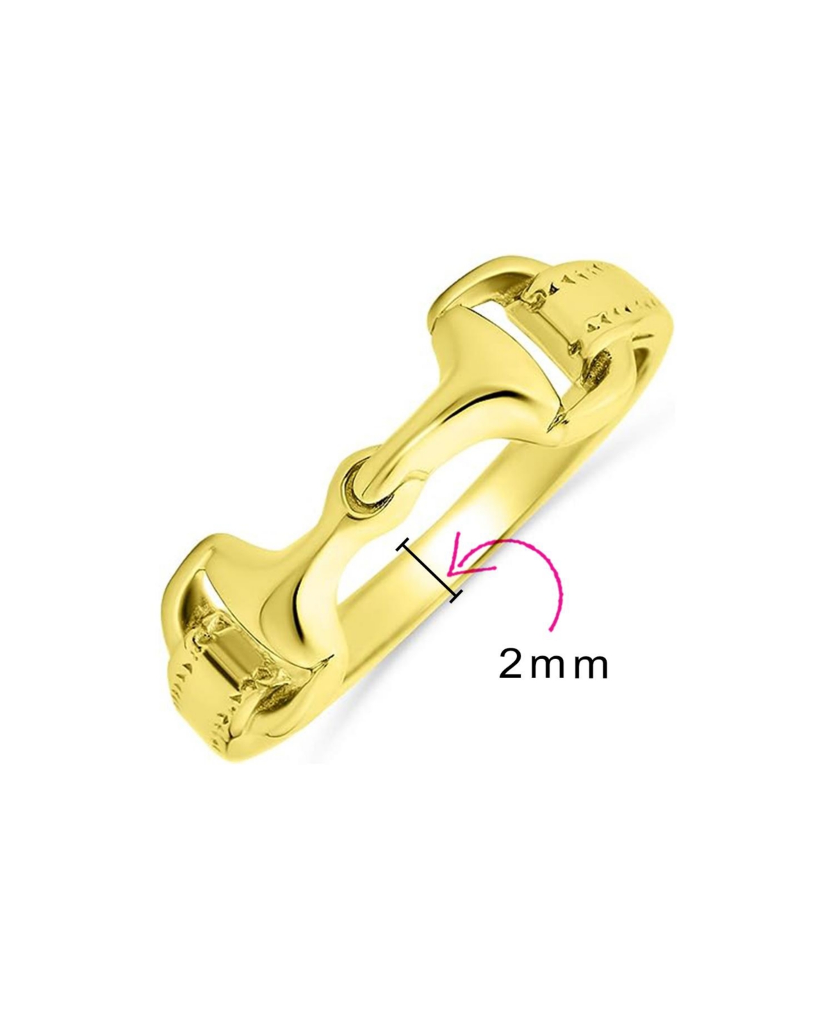 Bling Jewelry Cowgirl Equestrian Lover Double Horse Snaffle Bit Band Ring For Women Sterling Silver - Gold-tone