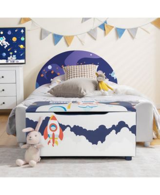 Kids Upholstered Storage Ottoman Bench Versatile Toy Chest Footrest Stool