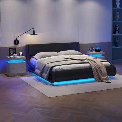 1 PC LED Nightstand with Drawers Nightstands