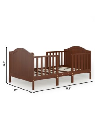 Classic Wooden Toddler Bed with 2 Guardrails, Converts for Growing Kids