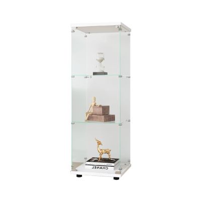 White Glass Display Cabinet with 3 Shelves