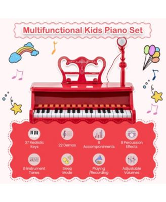 37 Keys Music Piano with Microphone Kids Piano Keyboard with Detachable Music Stand
